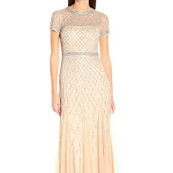 Adrianna Papell Women's Short-Sleeve Mesh Gown - Picture 2 of 4